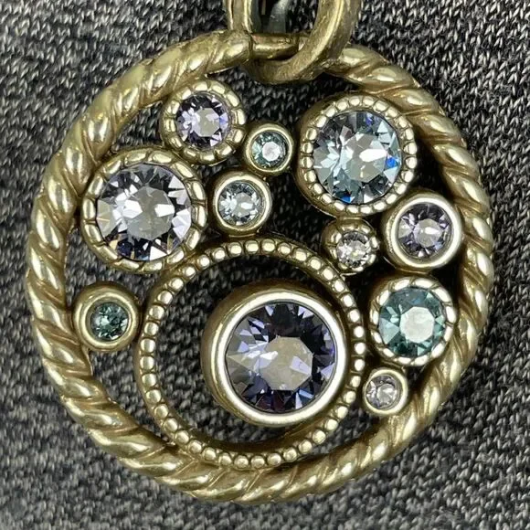 Extra Long Silver Tone Necklace And Bejeweled Pendant EUC - Picture 3 of 6